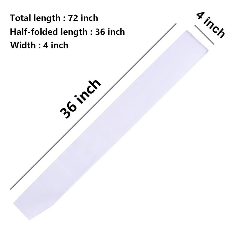 DJDZ 4 Pack White Blank (Plain) Satin Sash Party Accessory for Party Wedding Decorations and DIY - Design Your Own Sash (White) - Image 2